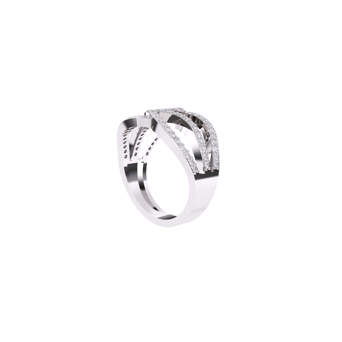 Trendy Open Leaf Style Diamond Wedding Ring